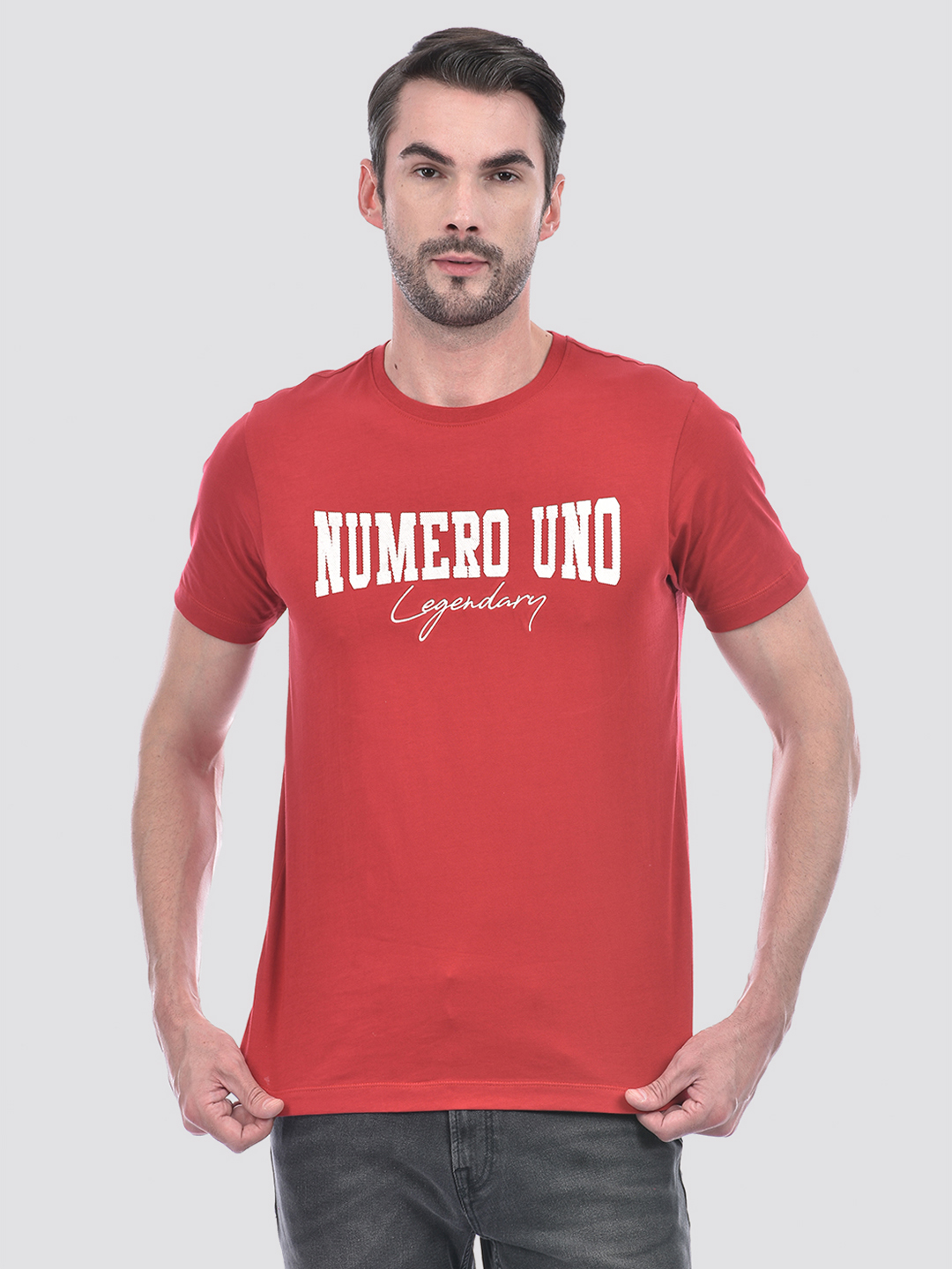Numero Uno Men Red Graphic Print T-Shirt